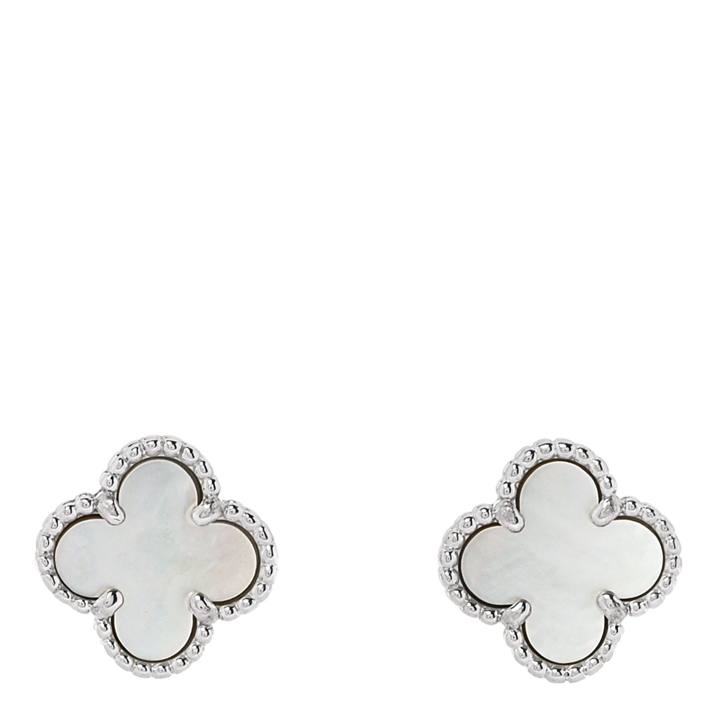 18K White Gold Mother of Pearl Sweet Alhambra Earrings