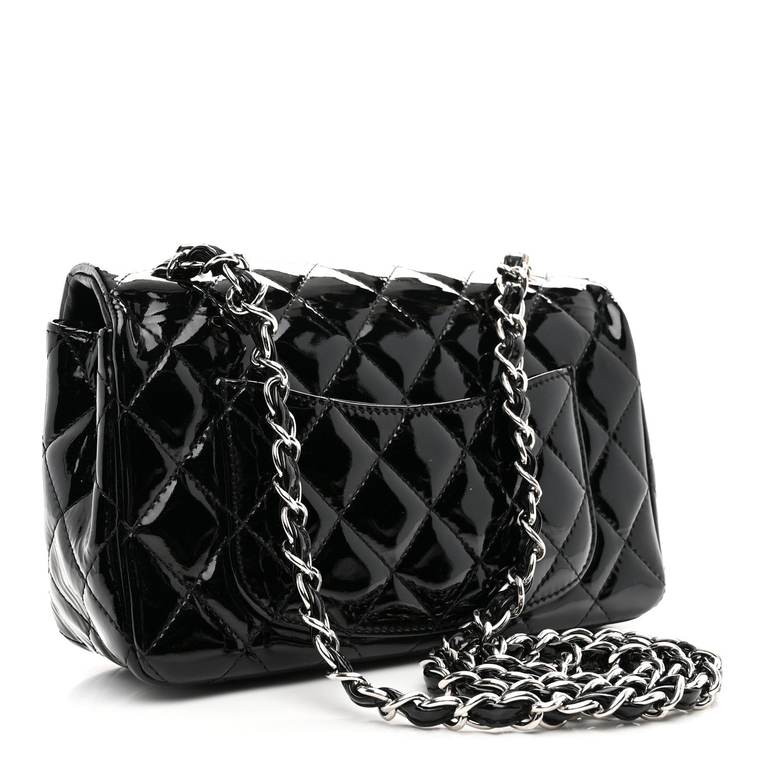 Chanel Patent Calfskin Quilted Mini Rectangular Flap Black 3 of 10