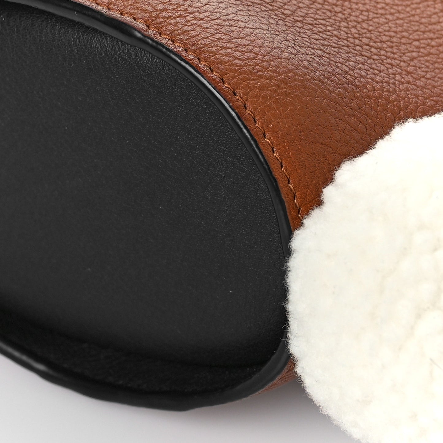 Calfskin Shearling Mini Bunny Western Crossbody Bag Walnut