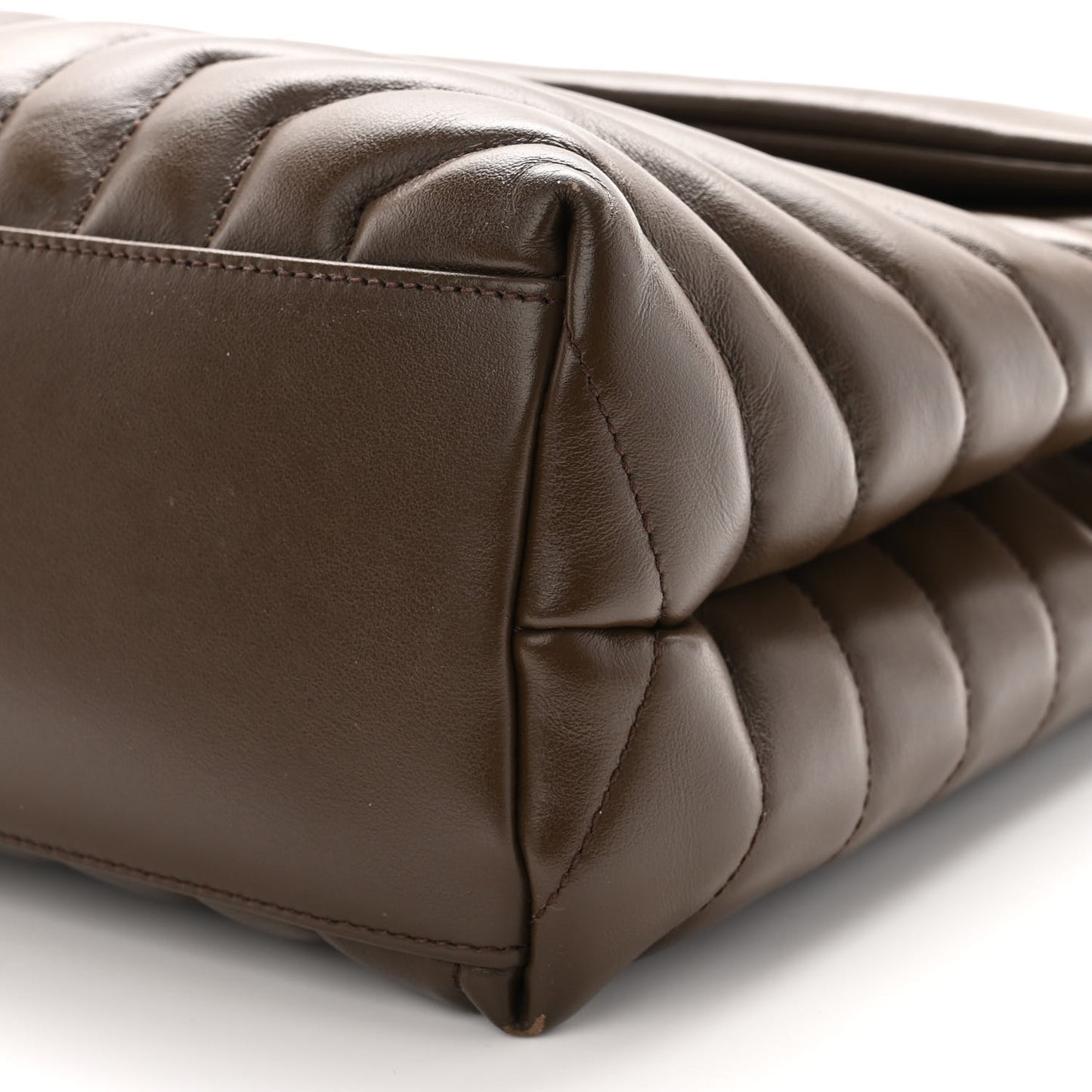 Calfskin Y Quilted Monogram Medium Loulou Chain Satchel Soil Brown