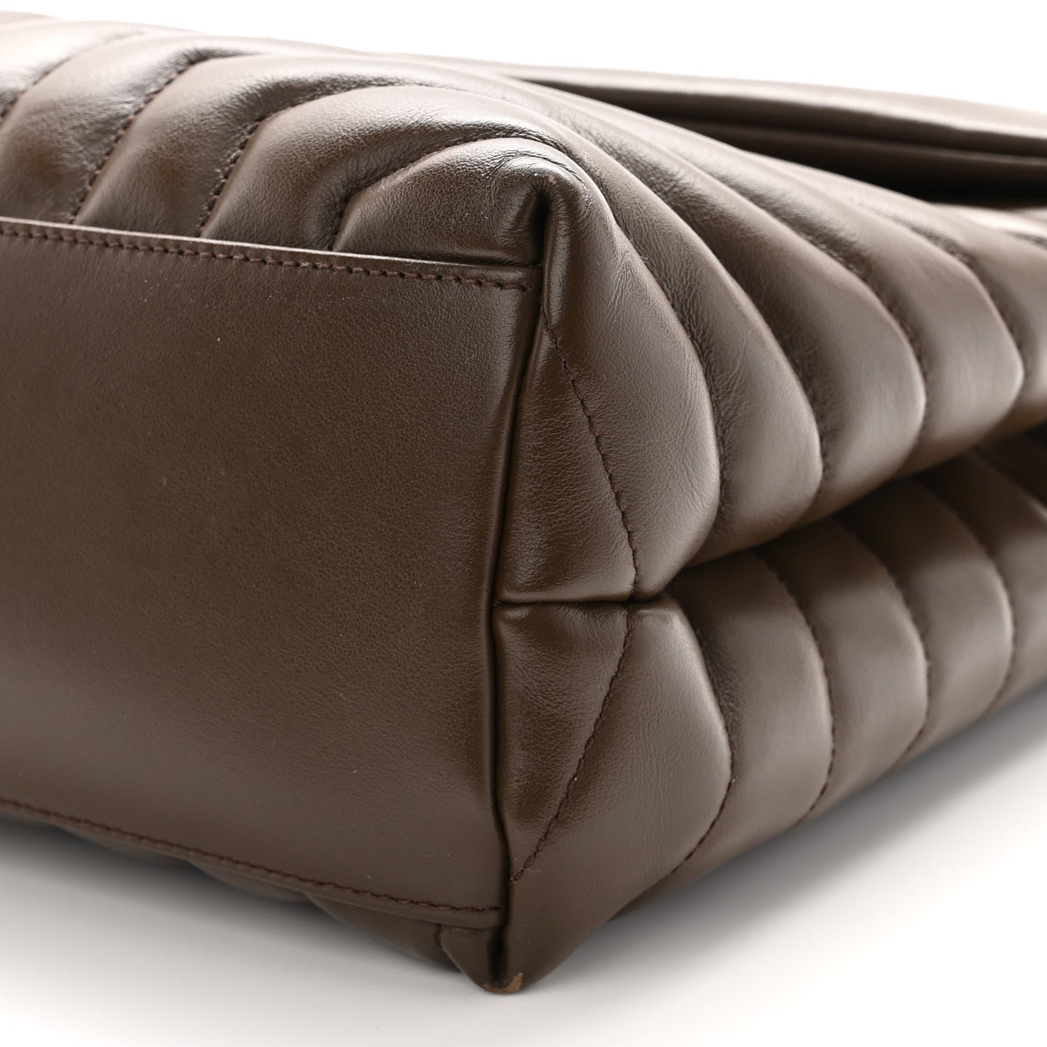 Saint Laurent Calfskin Y Quilted Monogram Medium Loulou Chain Satchel Soil Brown 9 of 10