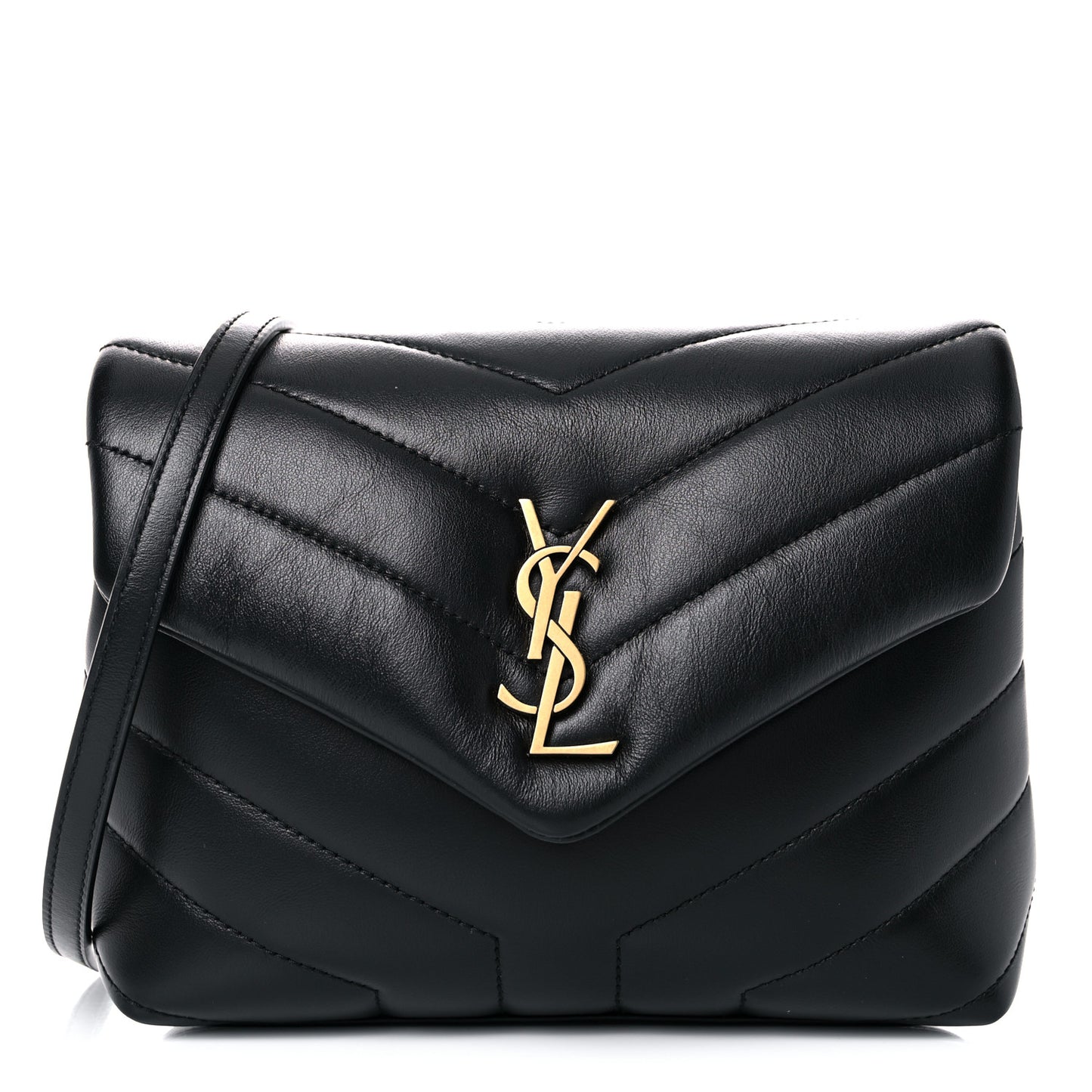 Calfskin Y Quilted Monogram Toy Loulou Crossbody Bag Black