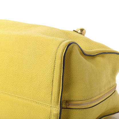 Alexander McQueen Pebbled Calfskin Large Skull Padlock Zip Around Tote Yellow 6 of 16