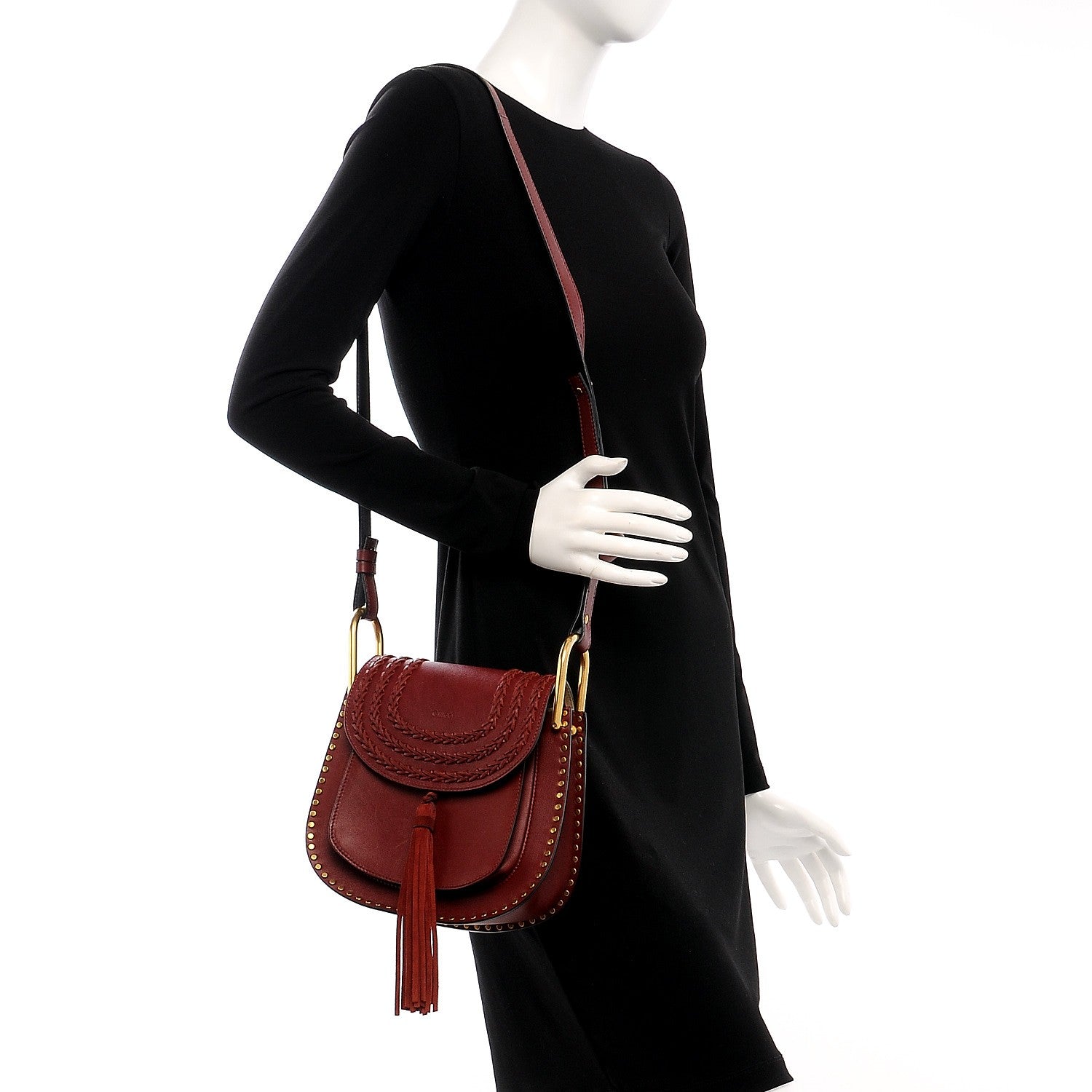 Chloe Calfskin Braided Small Hudson Shoulder Bag Sienna Red 2 of 10