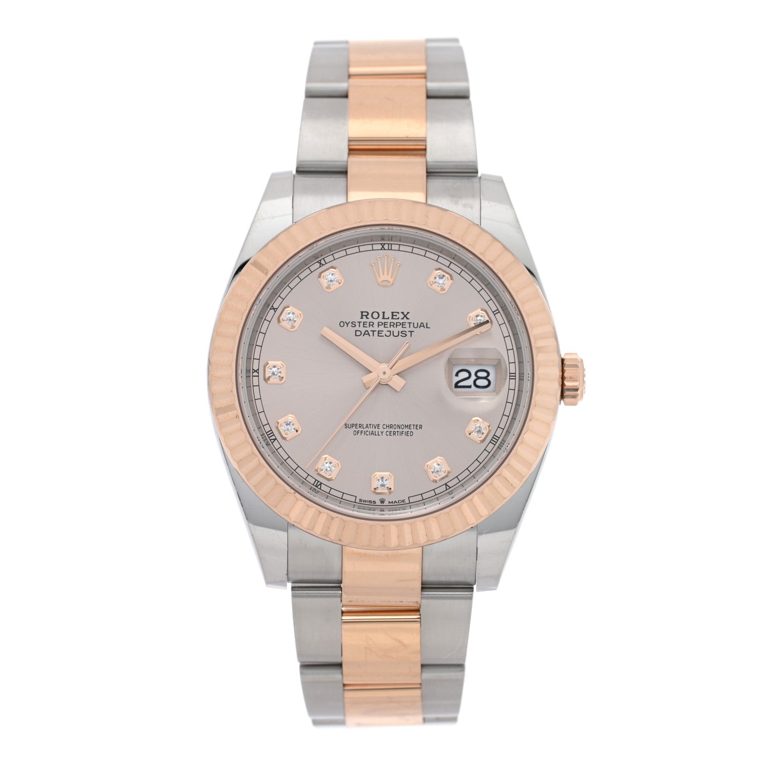 Rolex Stainless Steel 18K Everose Gold Diamond 41mm Oyster Perpetual Datejust Watch Silver 126331 1 of 5