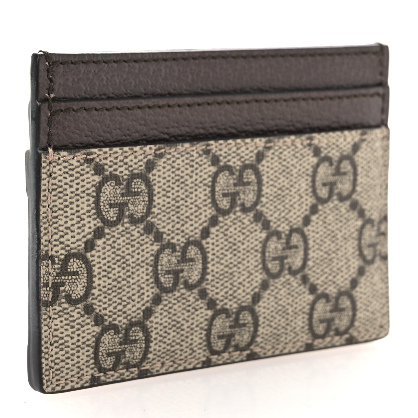 GG Supreme Monogram Textured Dollar Calfskin Ophidia Card Holder Beige Ebony New Acero