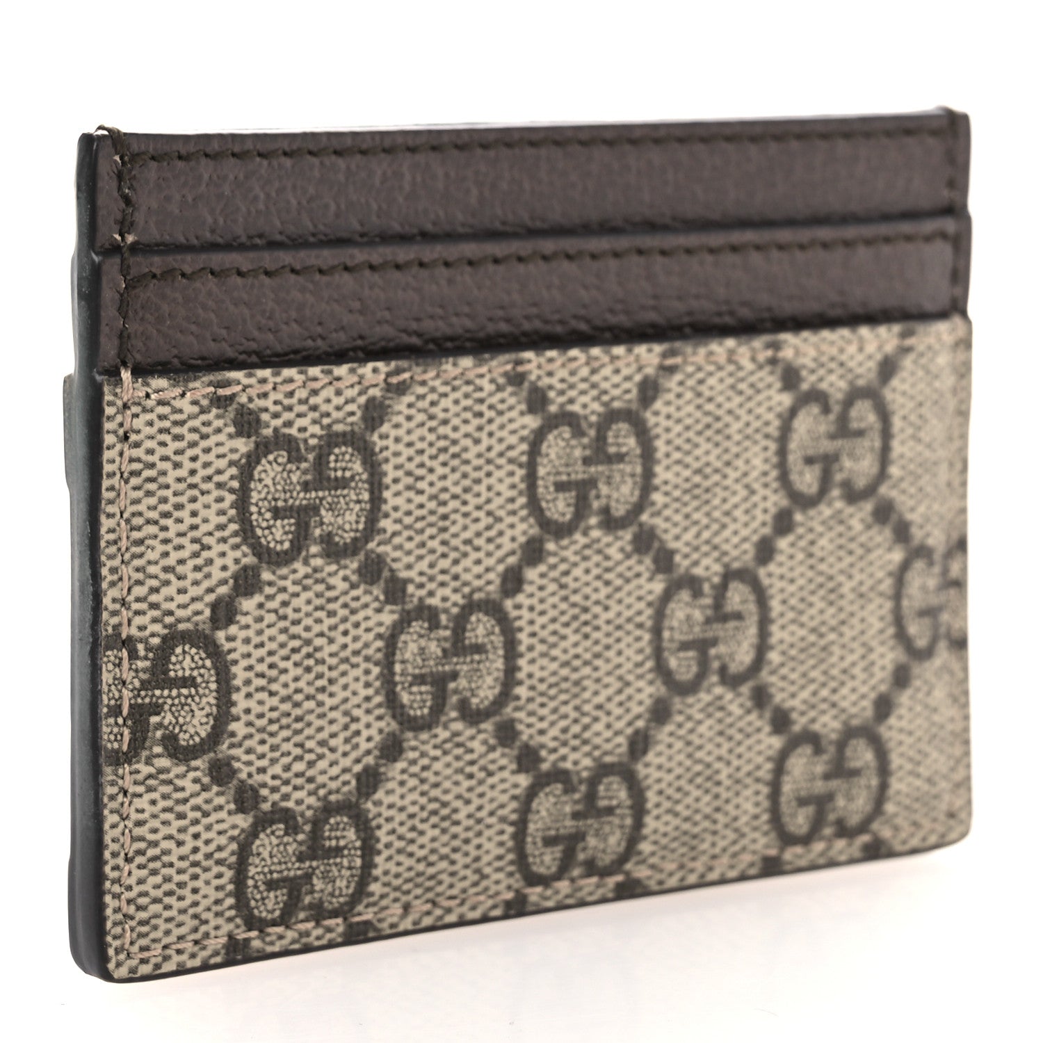 Gucci GG Supreme Monogram Textured Dollar Calfskin Ophidia Card Holder Beige Ebony New Acero 3 of 7