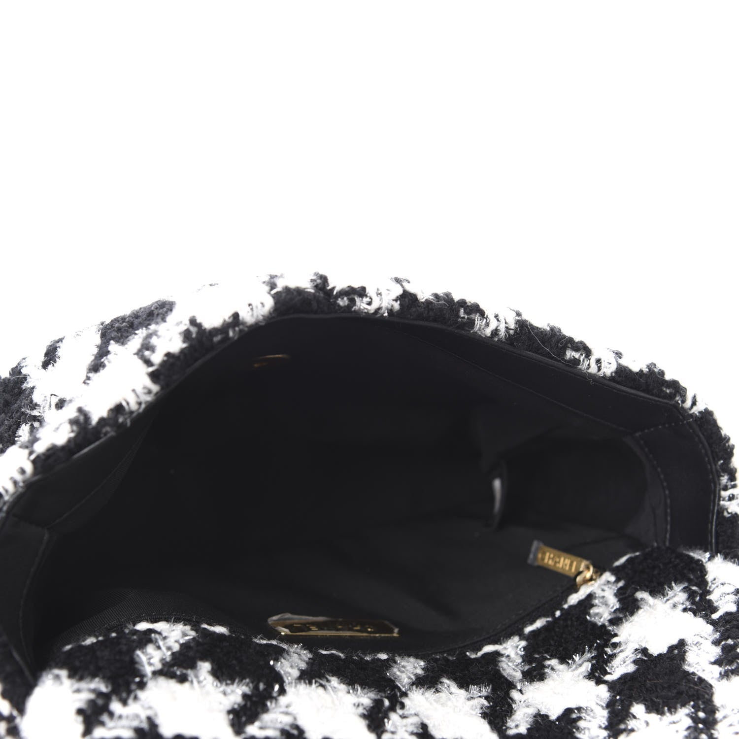 Chanel Tweed Quilted Medium 19 Flap Black Ecru White 5 of 10