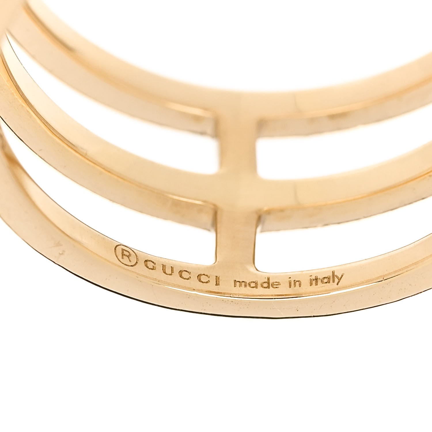 Gucci 18K Yellow Gold Diamond Running GG Triple Row Ring 53 6.25 4 of 5
