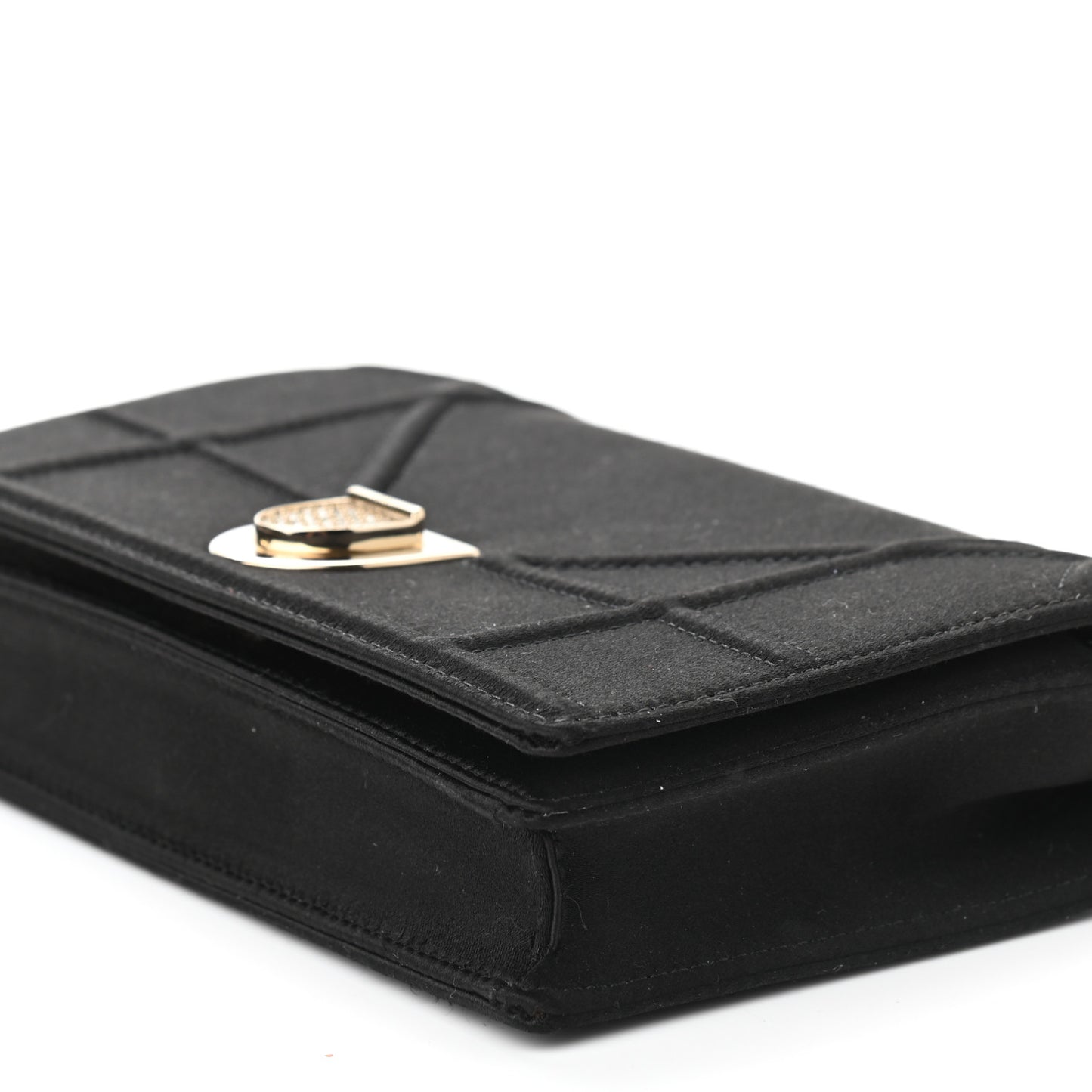 Satin Diorama Wallet on Chain Pouch Black