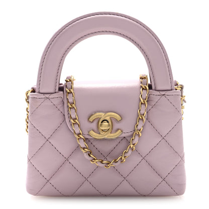 Chanel Shiny Aged Calfskin Quilted Mini Nano Kelly Shopper Light Pink 1 of 10