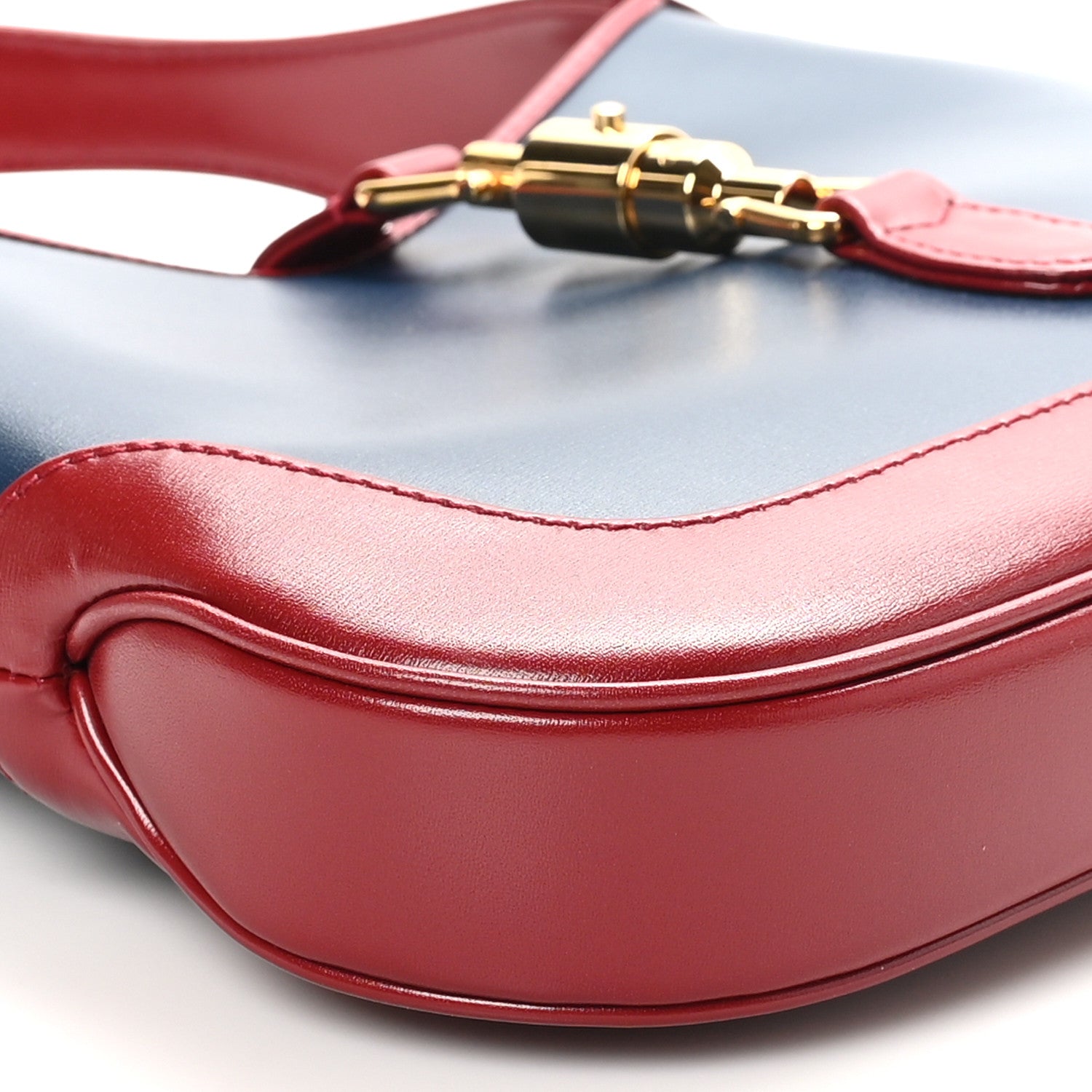 Gucci Boarded Dyana Lux Calfskin Bi-Color Small Jackie 1961 Hobo Blue Agata New Cherry Red 9 of 10