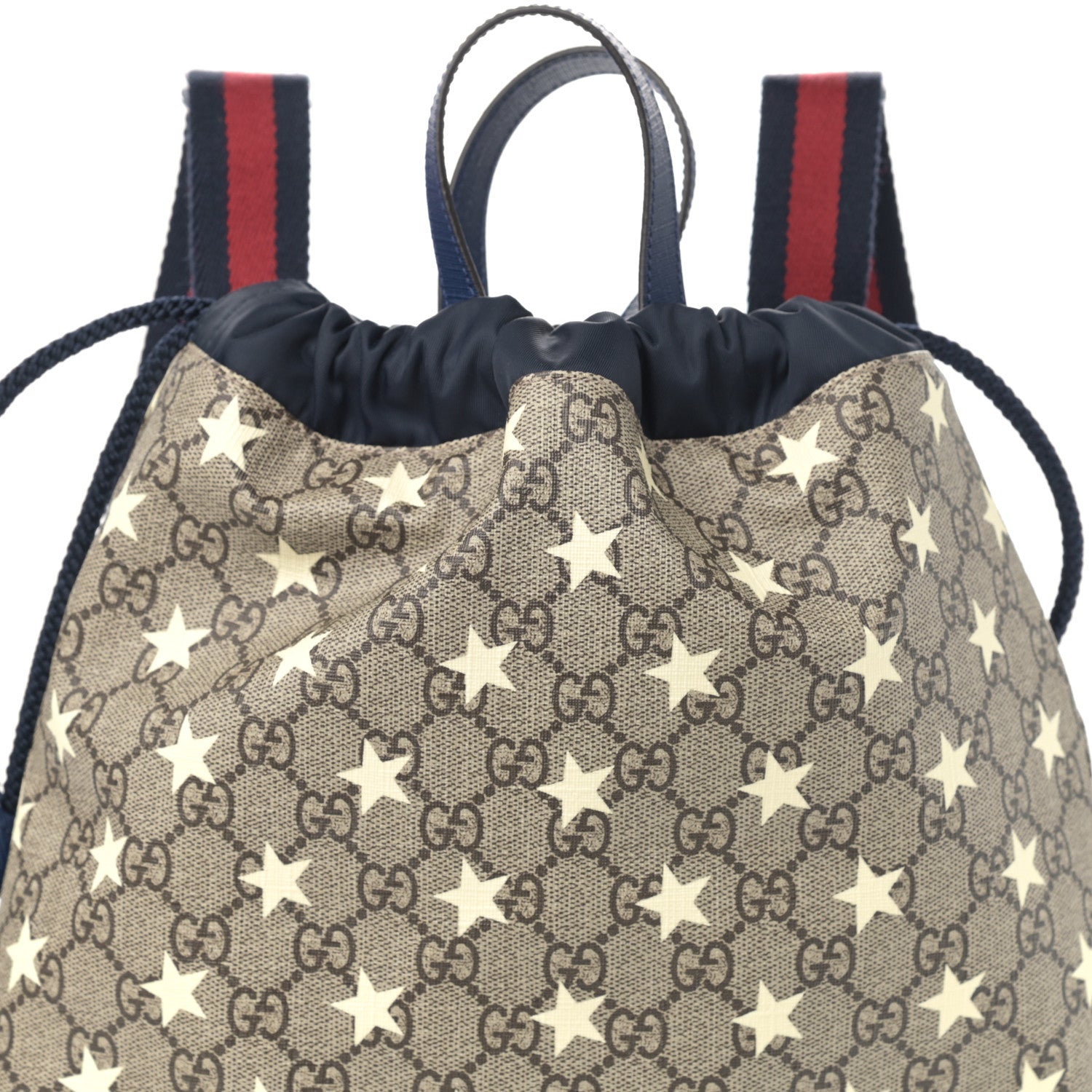 Gucci Soft GG Supreme Monogram Stars Childrens Drawstring Backpack Beige Ebony Yellow Royal 8 of 9