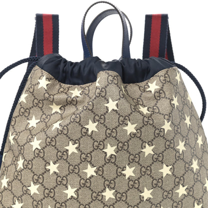 Gucci Soft GG Supreme Monogram Stars Childrens Drawstring Backpack Beige Ebony Yellow Royal 8 of 9
