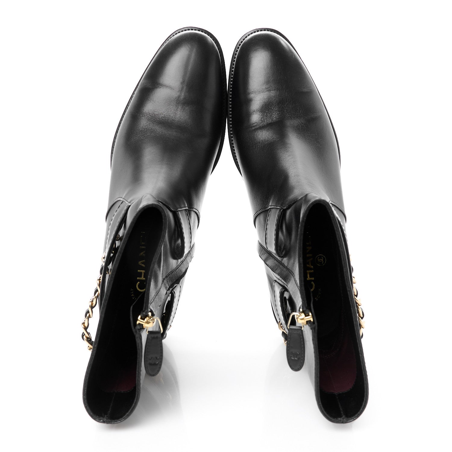 Chanel Calfskin Chain Short Boots 40 Black 2 of 10
