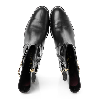 Chanel Calfskin Chain Short Boots 40 Black 2 of 10