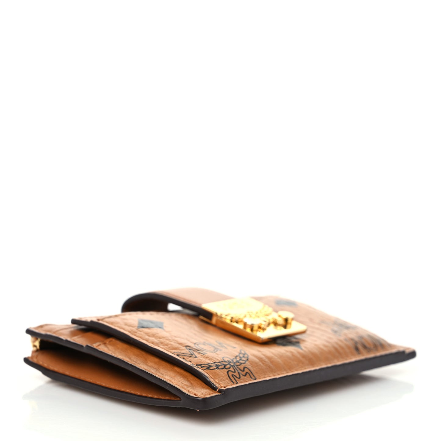 Calfskin Visetos Patricia Mini Card Holder Cognac