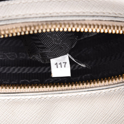 Prada Saffiano Lux Colorblock Medium Galleria Double Zip Tote Black Talco 8 of 18