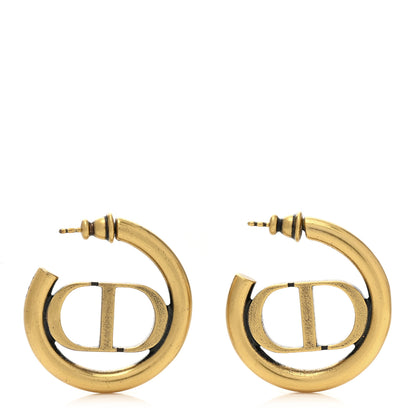 Christian Dior Metal 30 Montaigne Hoop Earrings Aged Gold 1 of 4