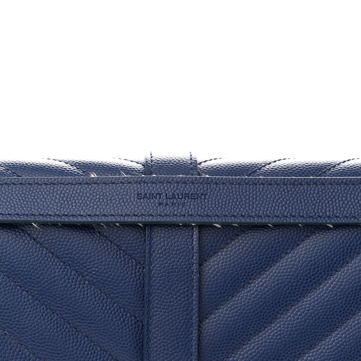 Saint Laurent Grain De Poudre Matelasse Chevron Large Monogram Satchel Navy Blue 13 of 13