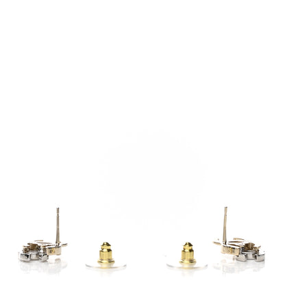 Chanel Crystal Double CC Earrings Gold Silver 3 of 4