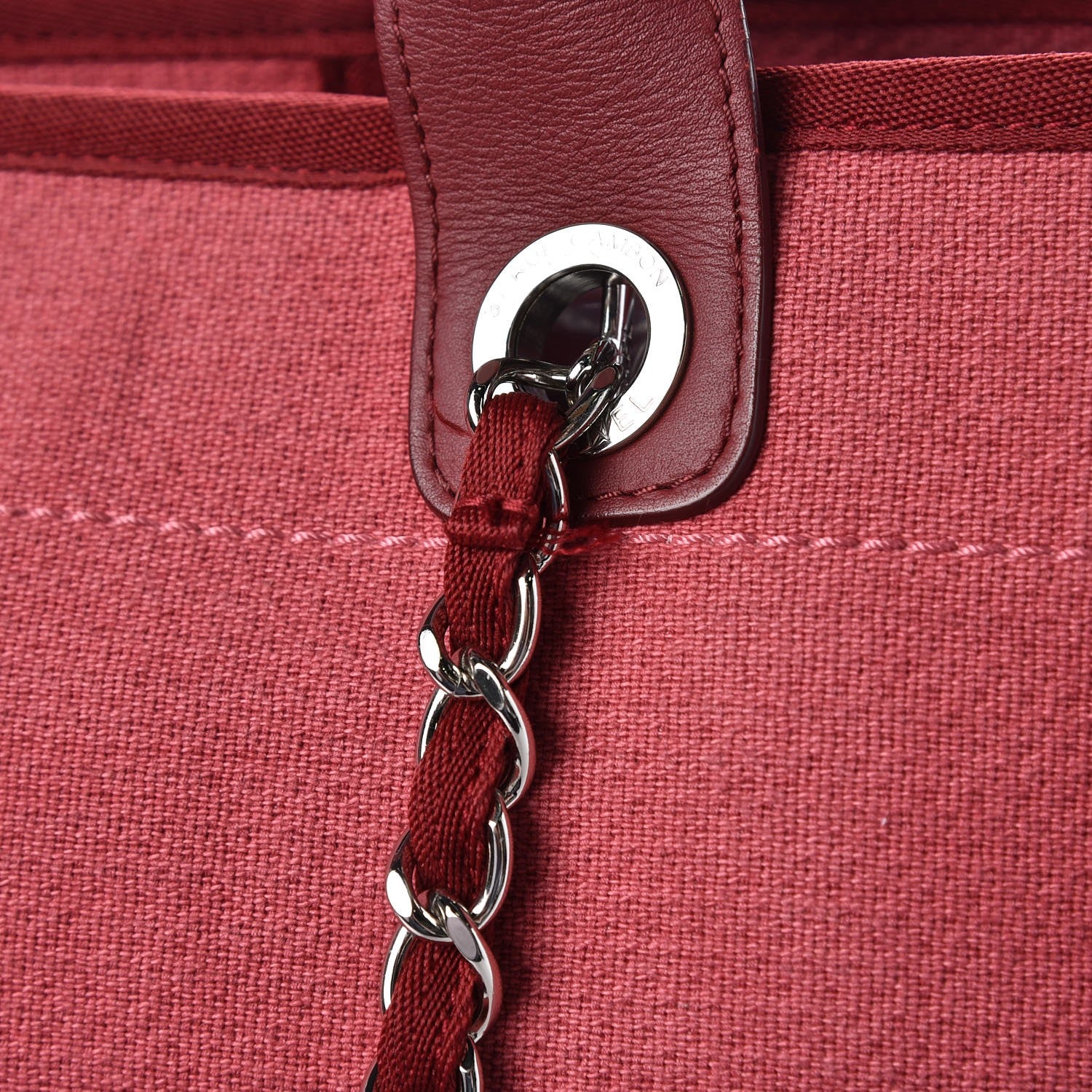 Chanel Canvas Large Deauville Tote Red 9 of 14