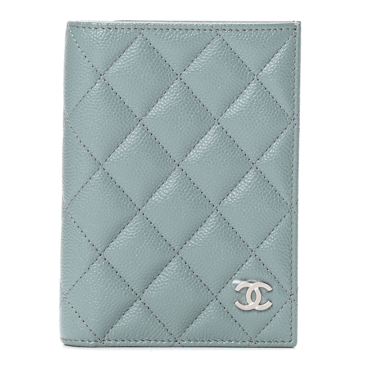 Caviar Quilted Passport Holder Blue