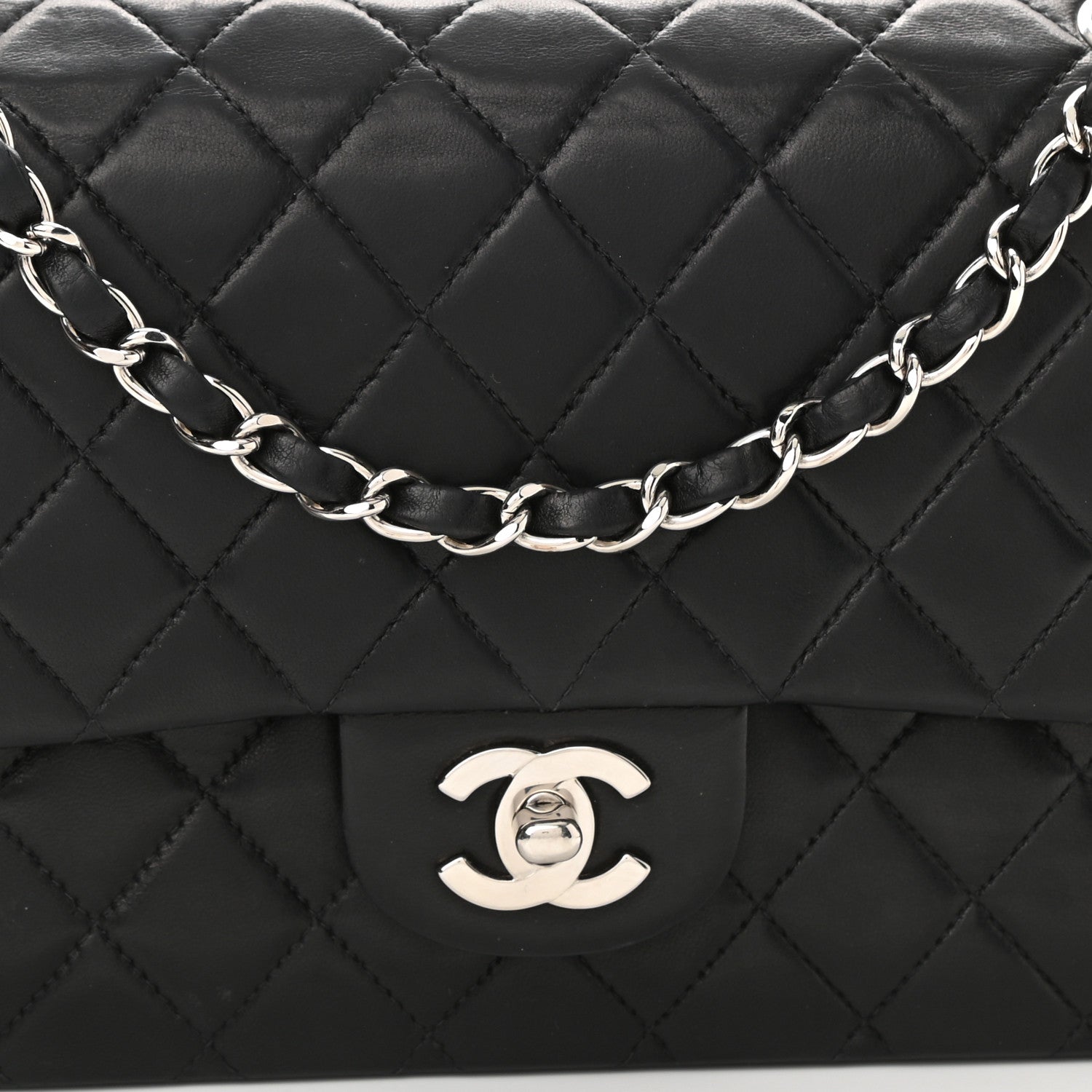 Chanel Lambskin Quilted Medium Double Flap Black 8 of 11