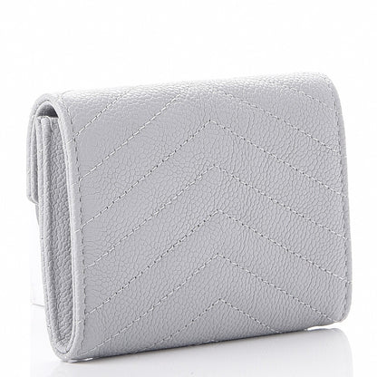 Chanel Caviar Chevron Quilted Card Holder Flap Wallet Grey 3 of 8