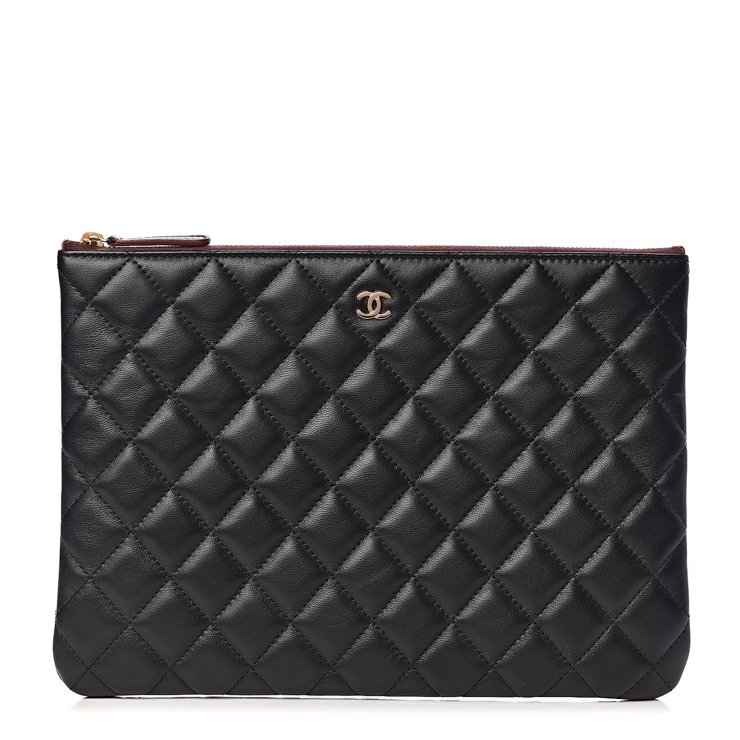Lambskin Quilted Medium Cosmetic Case Black