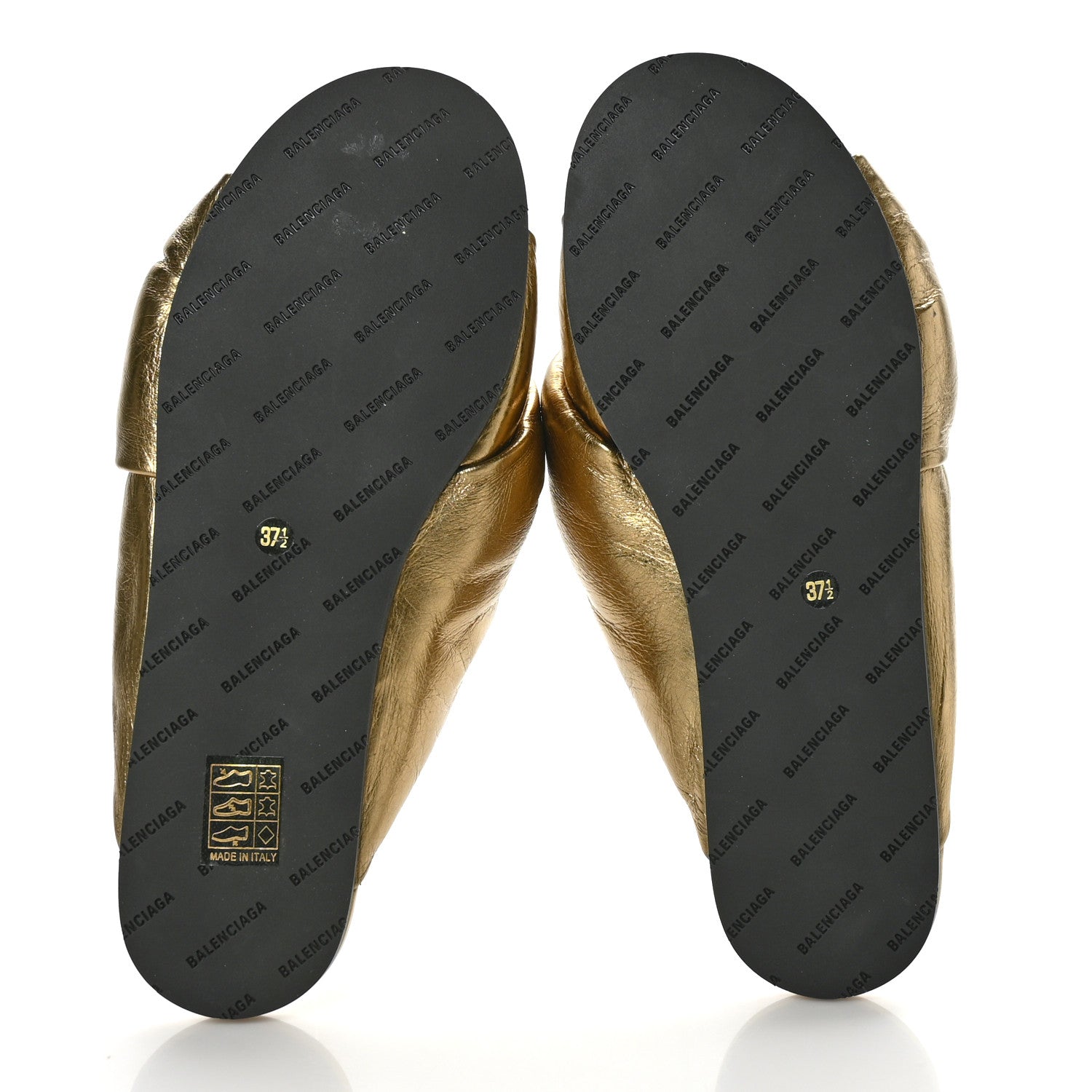 Balenciaga Metallic Lambskin Drapy Slide Sandals 37.5 Gold 5 of 9