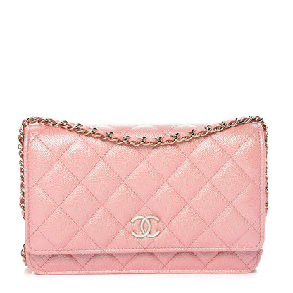 Chanel Iridescent Caviar Quilted Wallet on Chain WOC Rose Pink 1 of 11