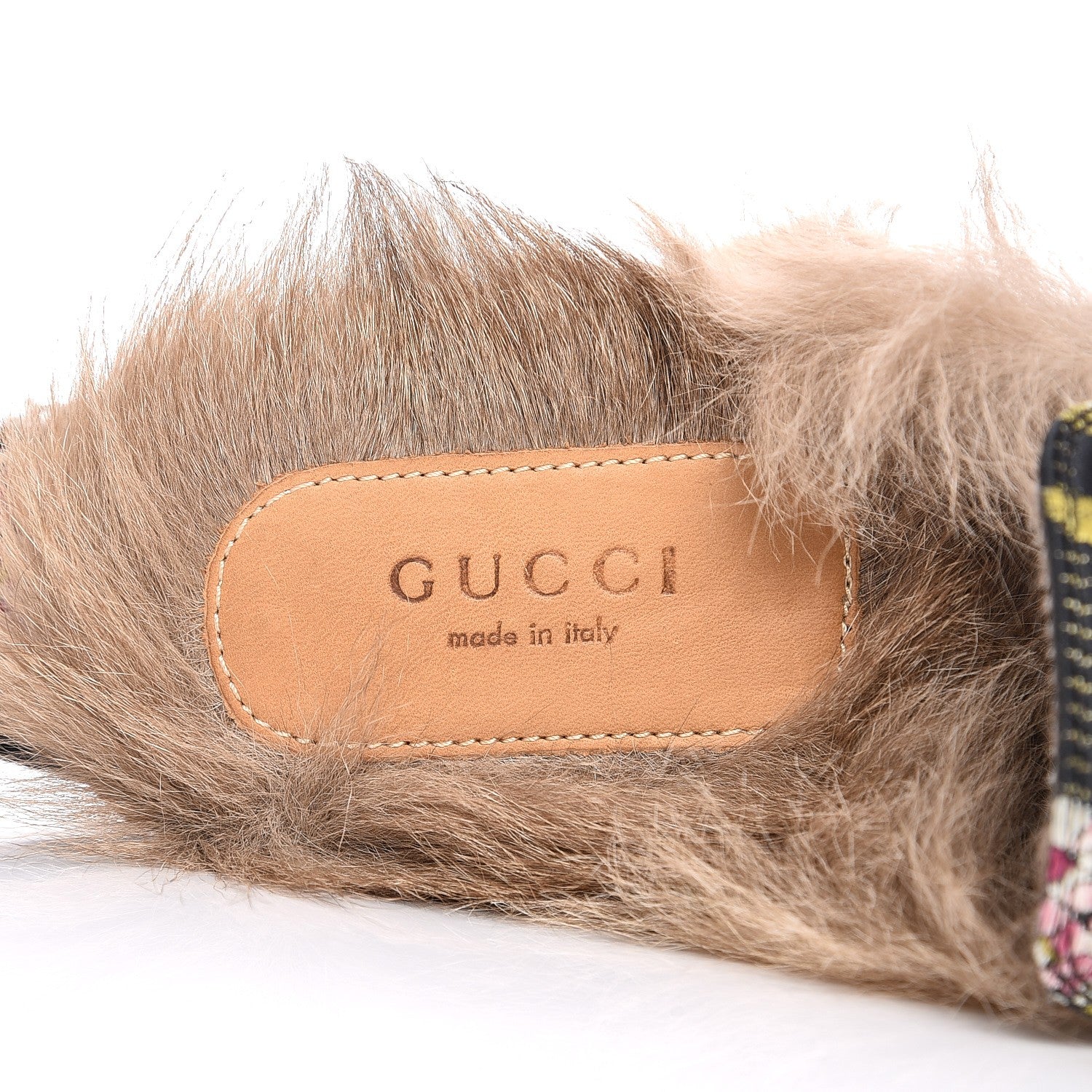 Gucci Jacquard Fur Floral Embroidered Womens Princetown Slippers 35.5 Black Multicolor 6 of 9