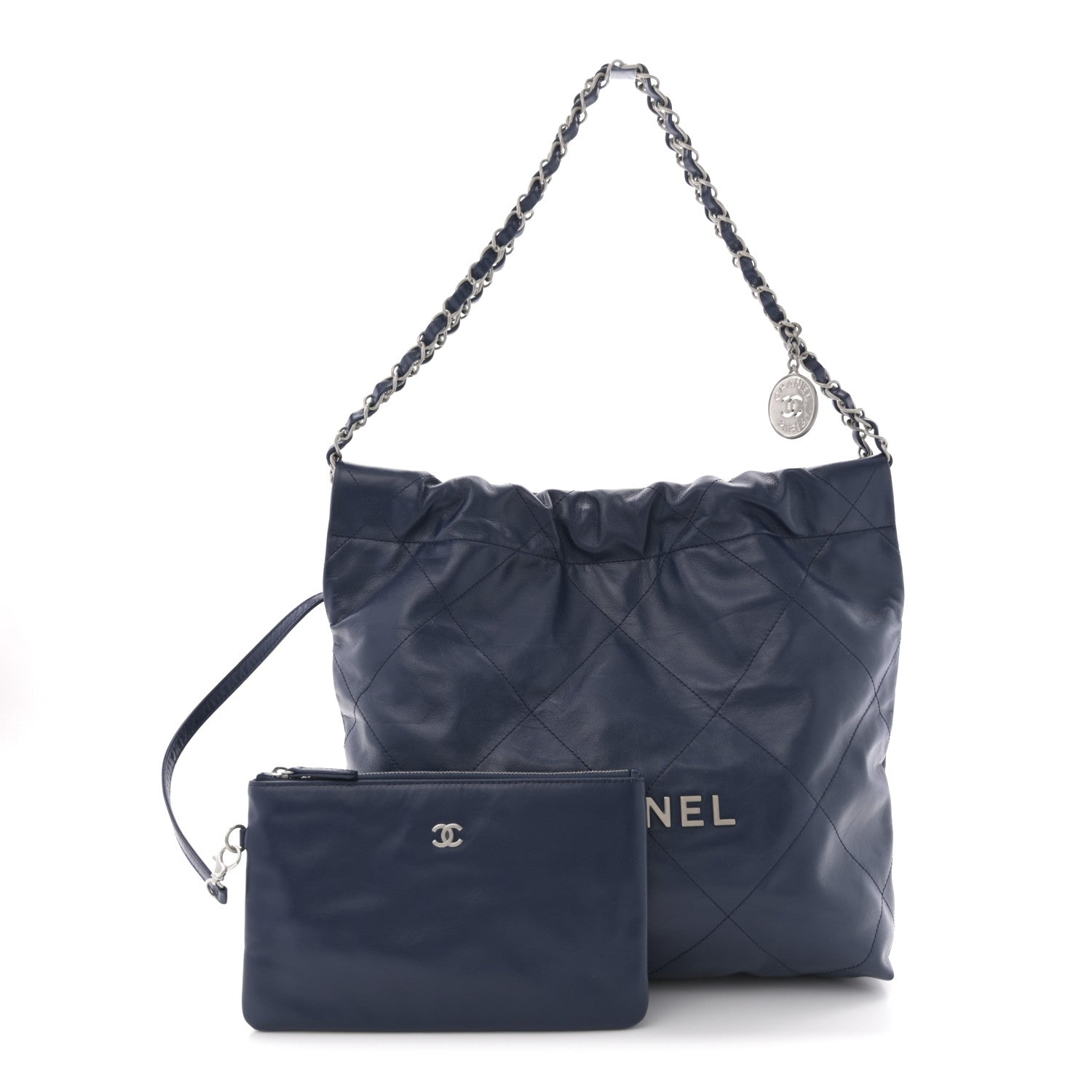 Chanel Shiny Calfskin Quilted Small Chanel 22 Navy 3 of 11