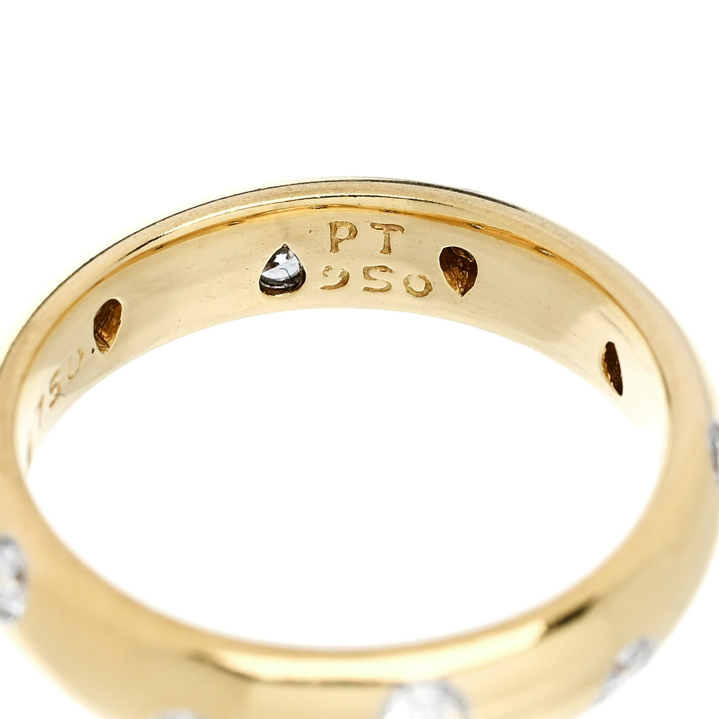 18K Yellow Gold Platinum Diamond 4mm Etoile Band Ring 48 4.5