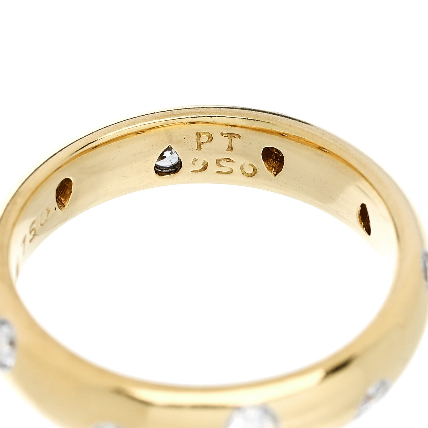 Tiffany 18K Yellow Gold Platinum Diamond 4mm Etoile Band Ring 48 4.5 5 of 6