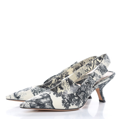 Christian Dior Toile De Jouy Sweet D Slingback Pumps 36 Off White 3 of 8