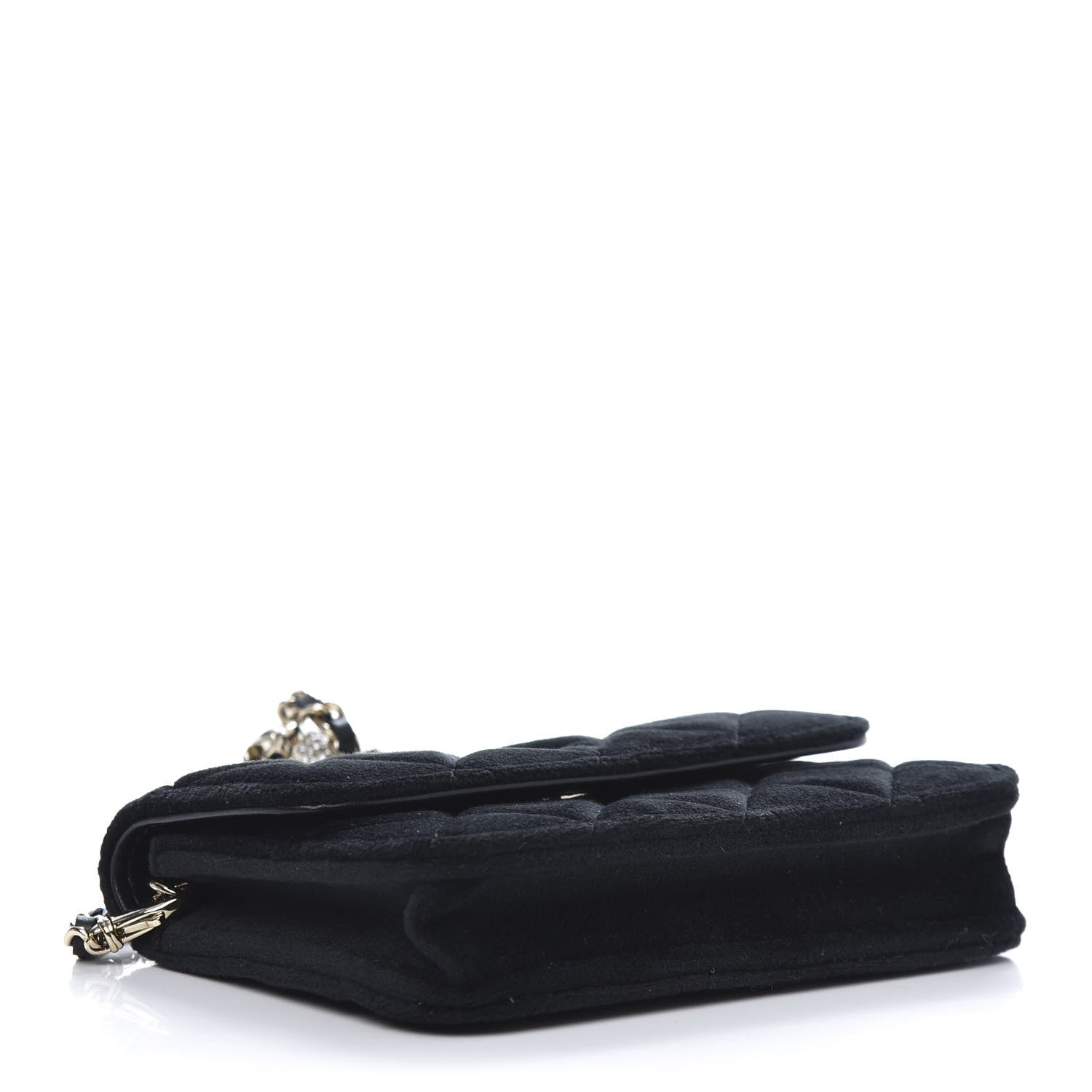Chanel Velvet Quilted Pearl Crush Clutch With Chain Black 4 of 12
