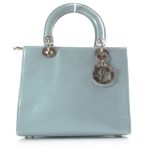 Patent Medium Lady Dior Blue