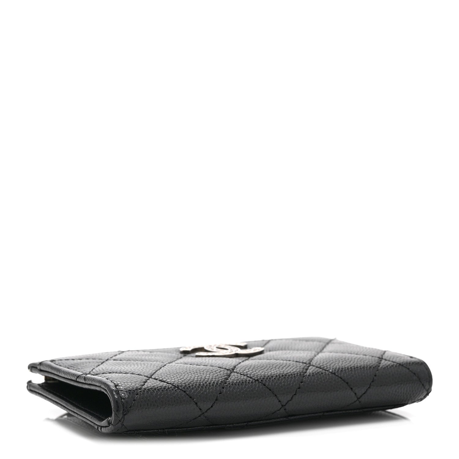 Chanel Caviar Quilted CC Logo Zip Around Card Holder Black 4 of 10
