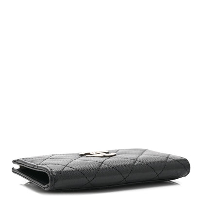 Chanel Caviar Quilted CC Logo Zip Around Card Holder Black 4 of 10
