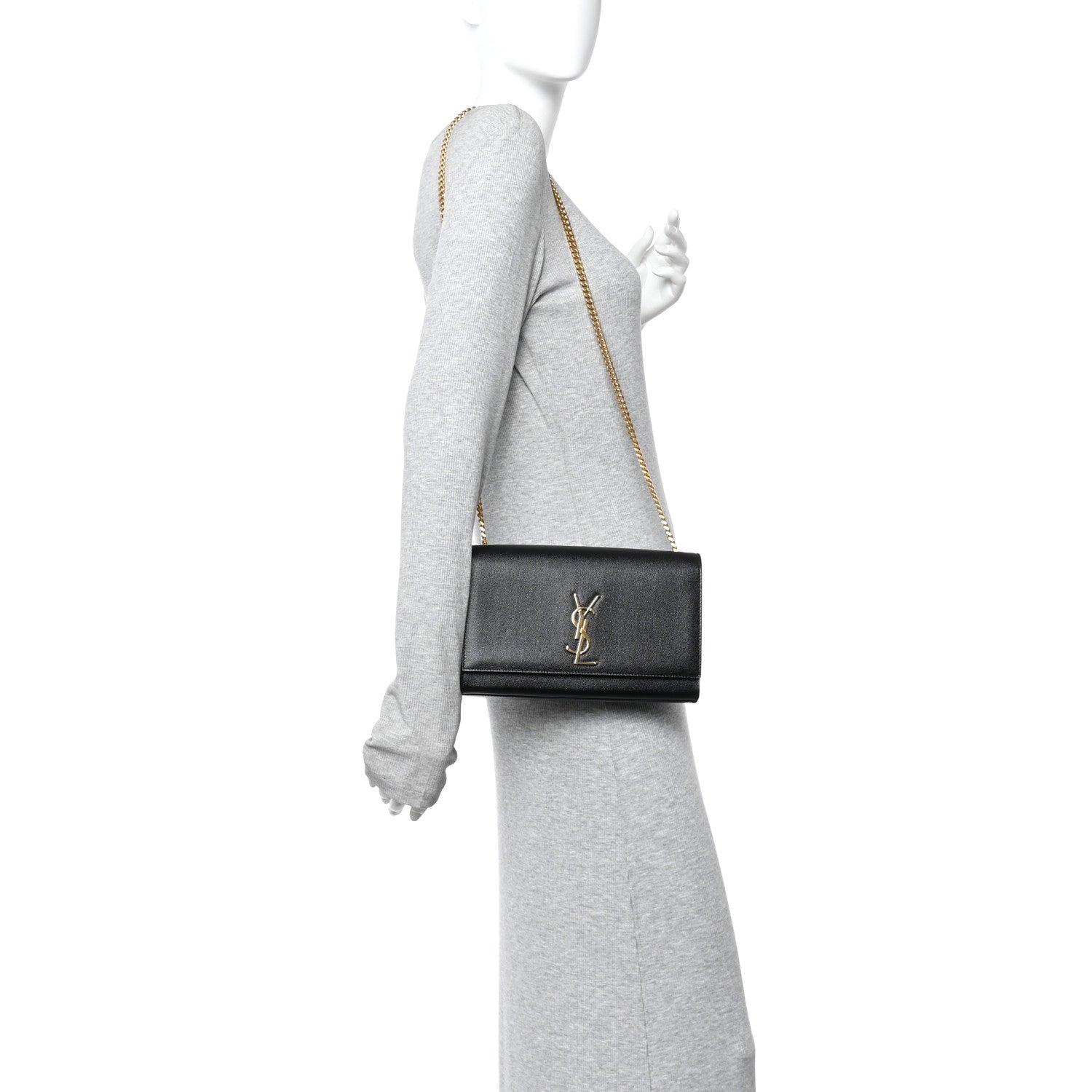Saint Laurent Grain De Poudre Medium Classic Monogram Kate Satchel Black 2 of 9