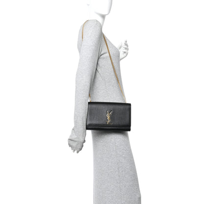 Saint Laurent Grain De Poudre Medium Classic Monogram Kate Satchel Black 2 of 9