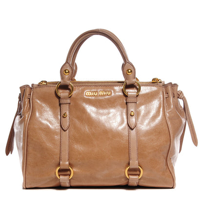 Miu Miu Vitello Shine Double Zip Tote Cammeo 1 of 8