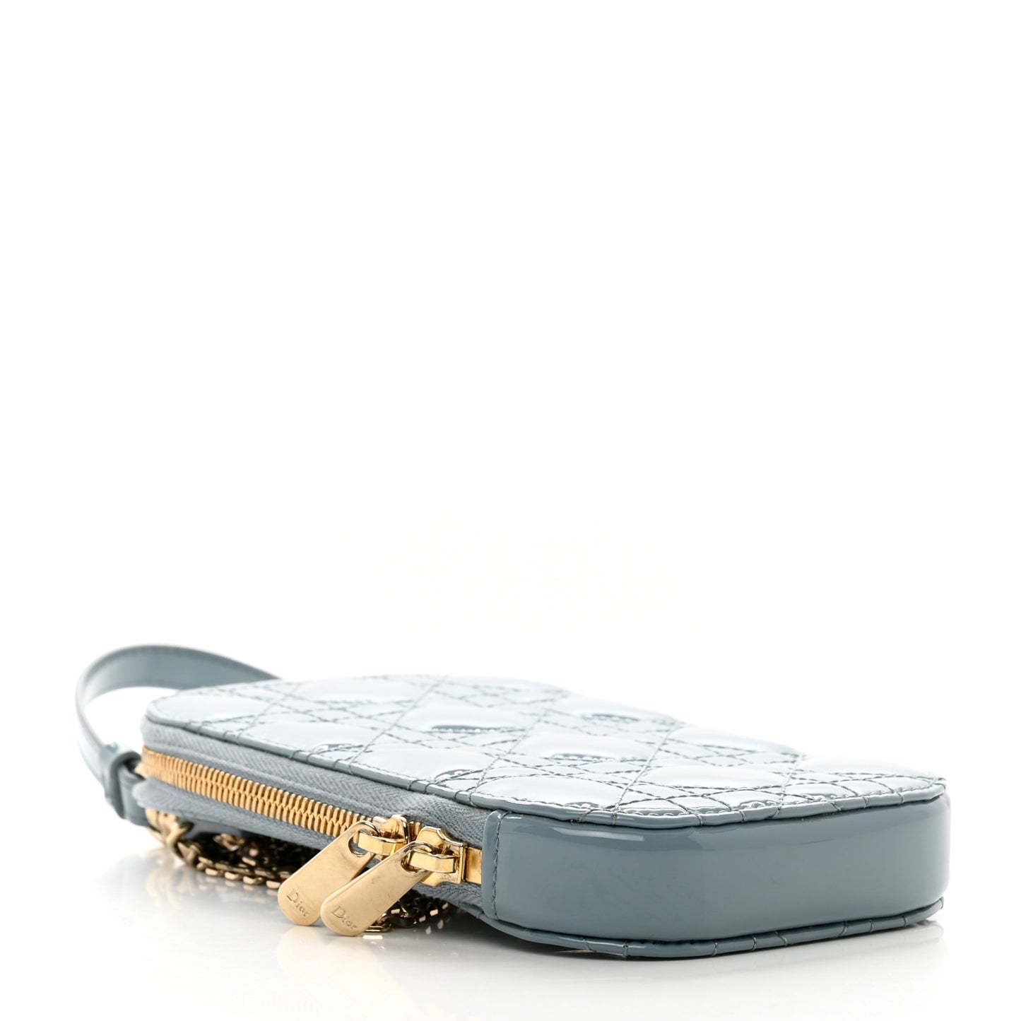 Patent Cannage Lady Dior Phone Holder Cloud Blue