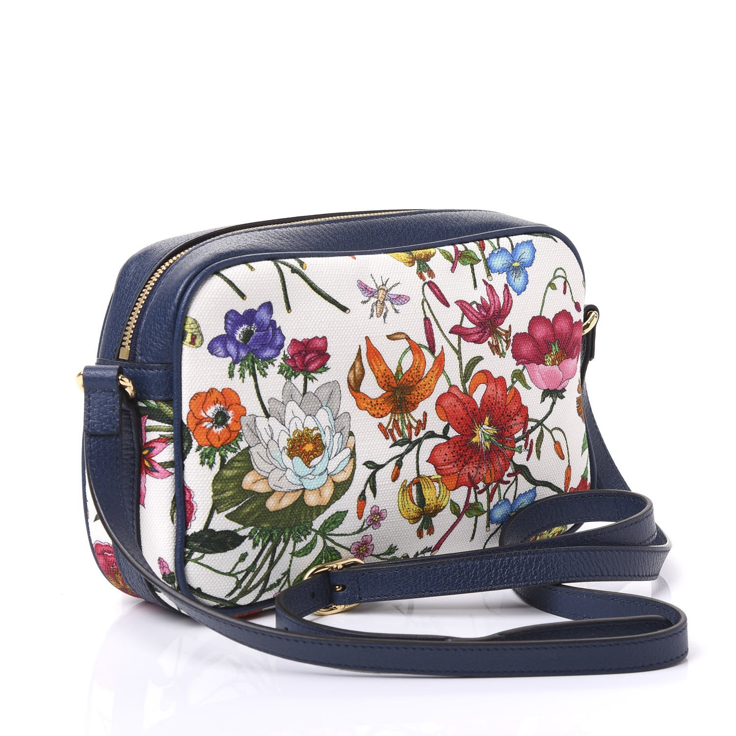 Gucci Canvas Flora Floral Shoulder Bag White Blue Agata Mulitcolor 2 of 10