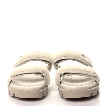 Christian Louboutin Shearling Lock Sandals 38 White 2 of 8