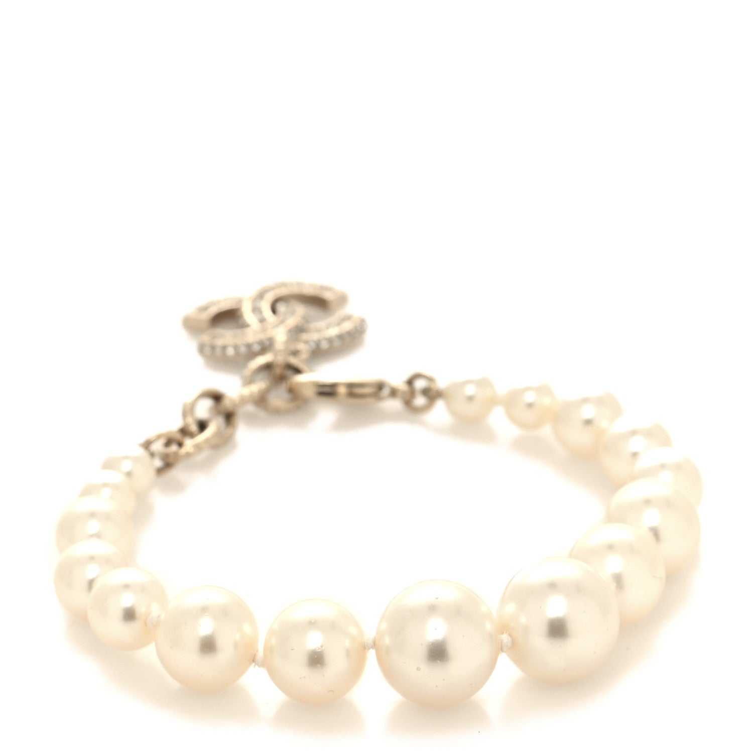 Chanel Pearl Crystal CC Bracelet Gold 3 of 6