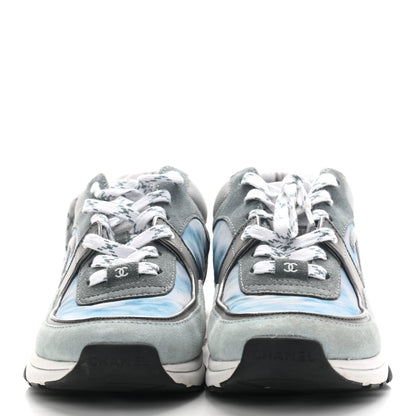 Chanel Suede Calfskin CC Sneakers 39 Blue Grey White 3 of 8