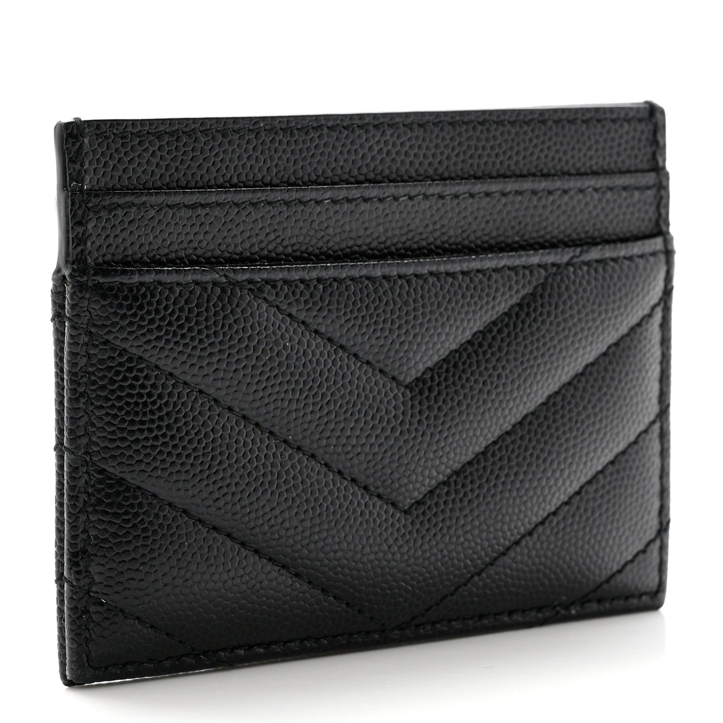 Grain De Poudre Matelasse Chevron Monogram Credit Card Case Black
